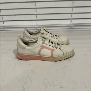 Salvatore Ferragamo Women's Cream and Pink Sneakers